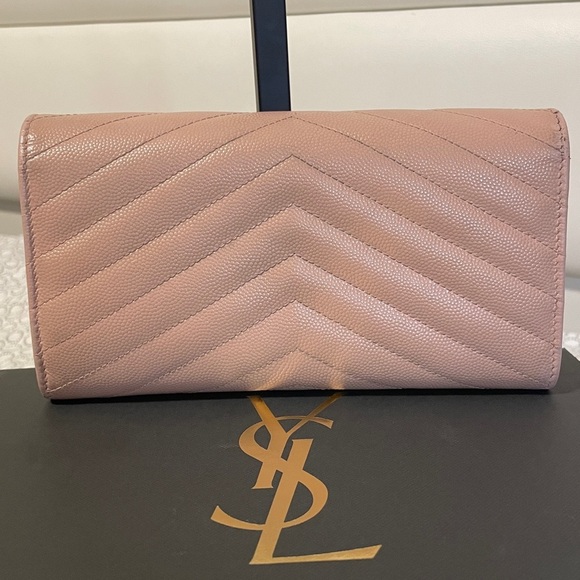 Yves Saint Laurent Blush Pink Leather Wallet - Picture 3 of 15